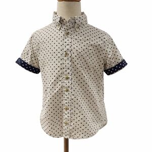 Maximus Rex Boys Button-Up Shirt – Size 4T – Tan & Navy Pattern